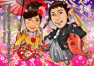 welcome-borad_001 加藤様夫妻の似顔絵イラストのウェルカムボード